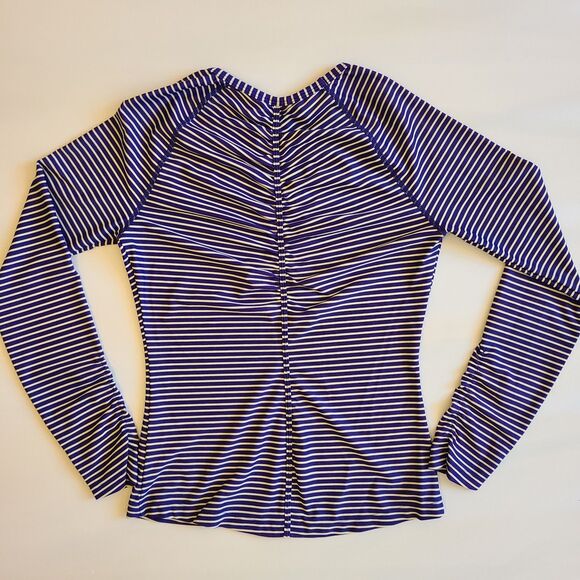 Athleta Gardenia Grove Rash Guard Size  Extra Small Swim Top Navy White Stripes - Picture 4 of 8